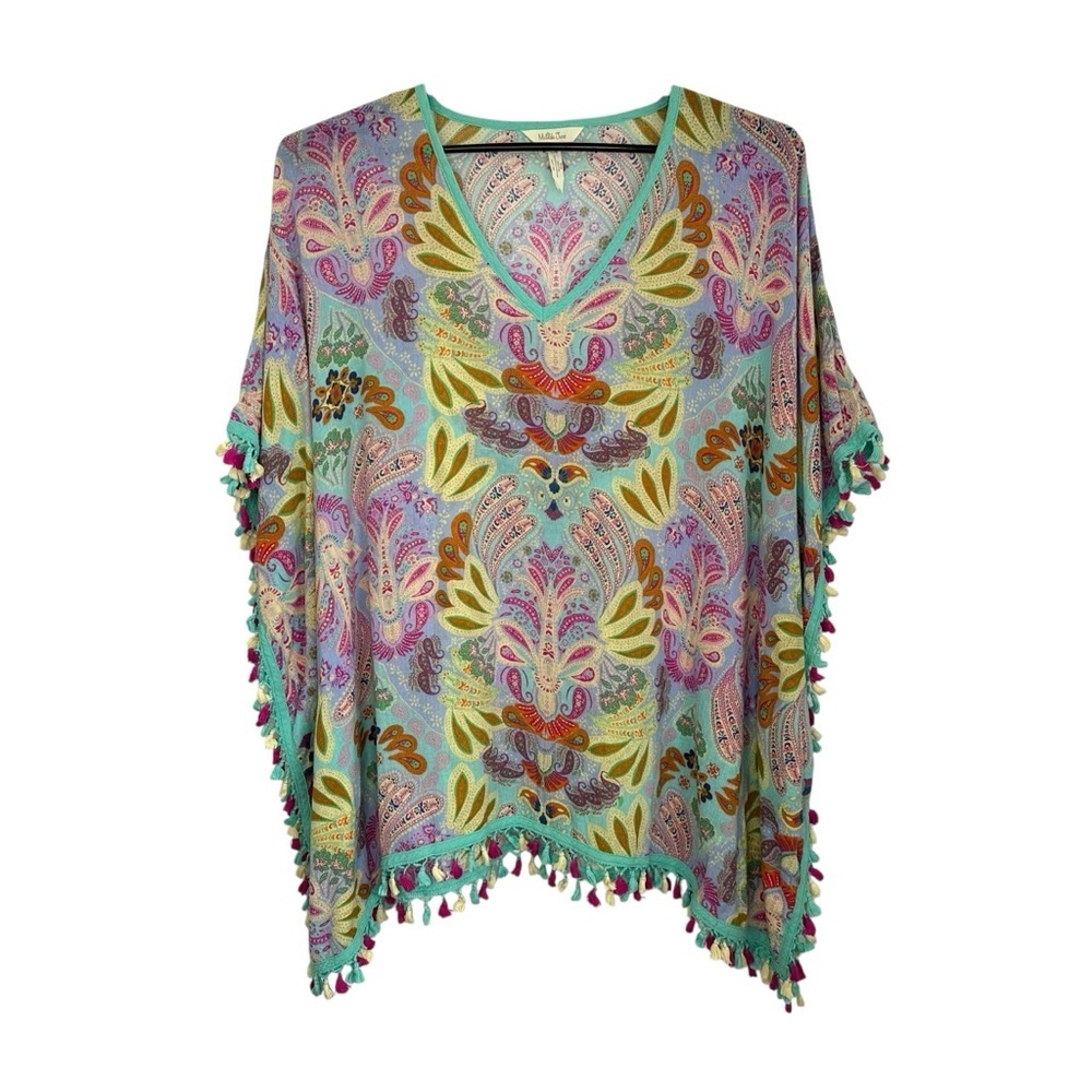 Matilda Jane Paisley Colorful Cotton Swim Beach Cover-Up Sz Medium Cotton Tassel
